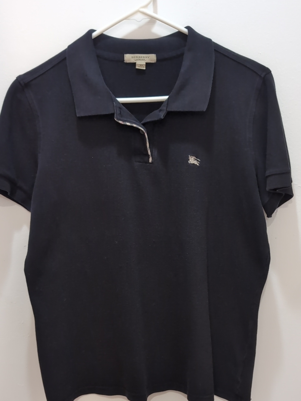 Burberry Woman's Black Polo Shirt - Classic Short Sleeve XL